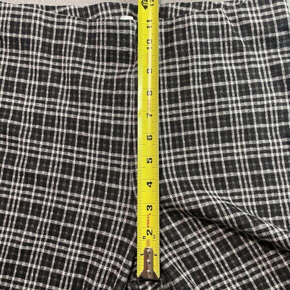 STITCH & PINE Pants Plaid Knit Flared Cropped High Waist Womens M Black White - Picture 5 of 8